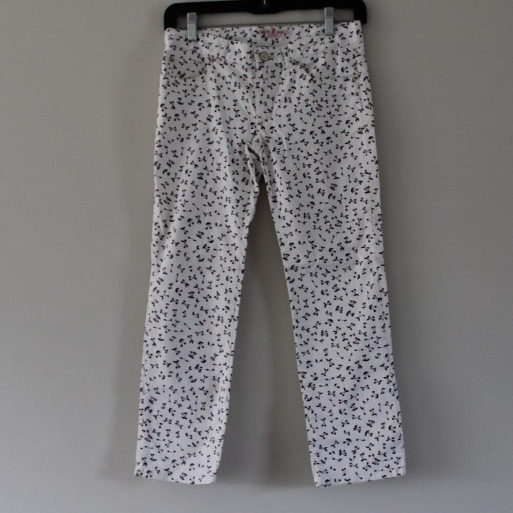 NWT Bonpoint Samela Cherry Print Straight Leg Denim Jeans White 12